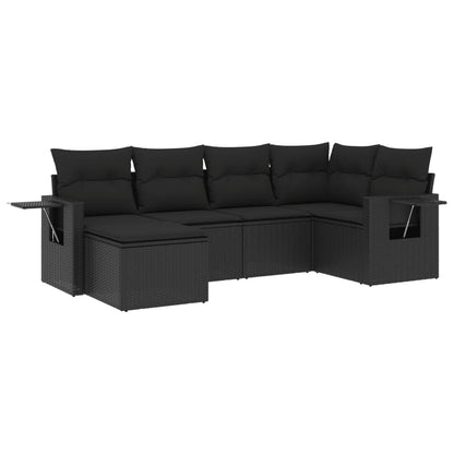 6-Delige Loungeset Met Kussens Poly Rattan Zwart