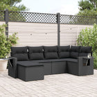 6-piece Lounge Set with cushions poly rattan black