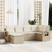 Loungeset 6-delig poly rattan beige