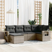 Loungeset 6-delig poly rattan grijs