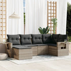 6-piece Lounge Set with cushions poly rattan light grey