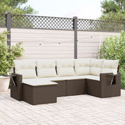 Loungeset 6-delig poly rattan bruin