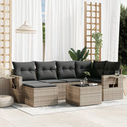 Loungeset 7-delig poly rattan lichtgrijs