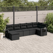 Loungeset 7-delig poly rattan zwart