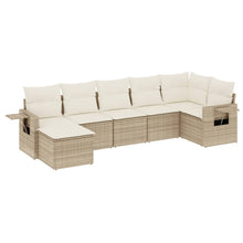 7-Delige Loungeset Met Kussens Poly Rattan Beige