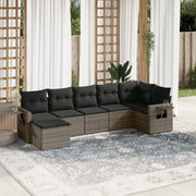 Loungeset 7-delig poly rattan grijs