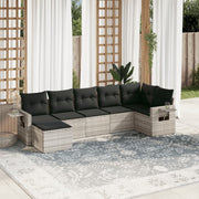 Loungeset 7-delig poly rattan lichtgrijs