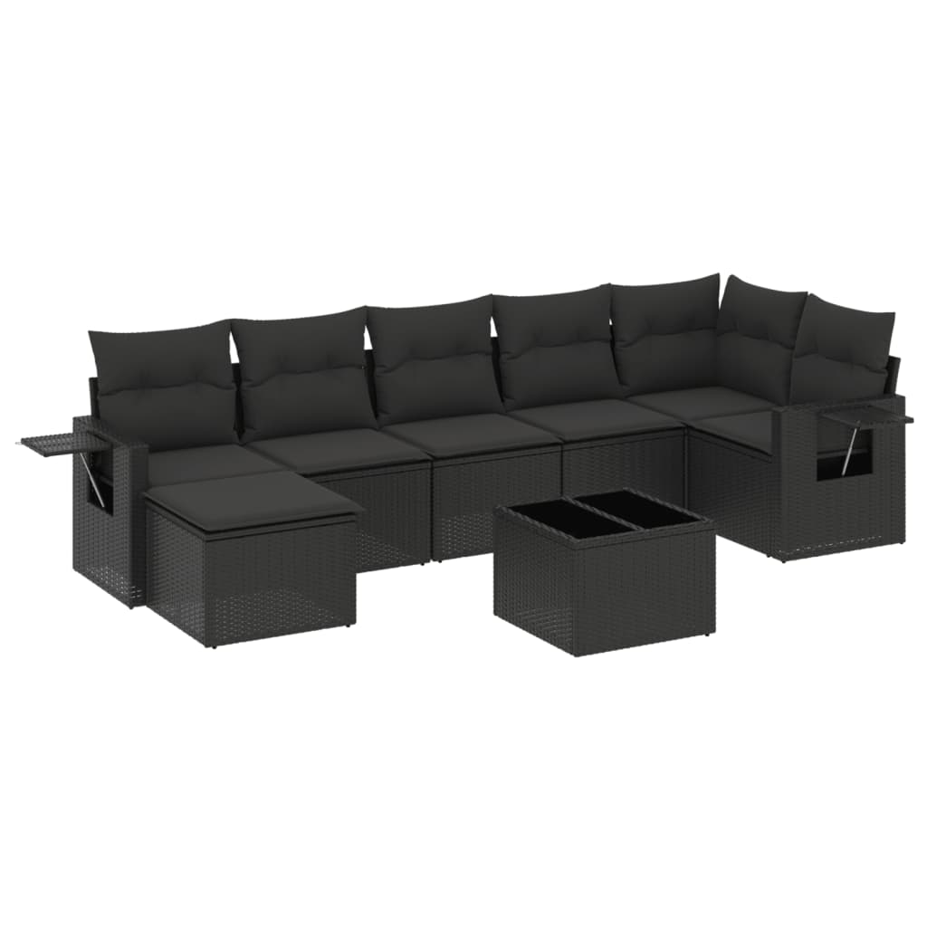8-Delige Loungeset Met Kussens Poly Rattan Zwart
