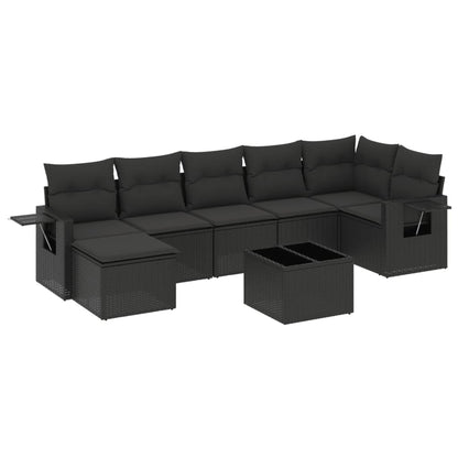 8-Delige Loungeset Met Kussens Poly Rattan Zwart