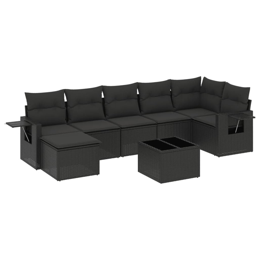 8-Delige Loungeset Met Kussens Poly Rattan Zwart