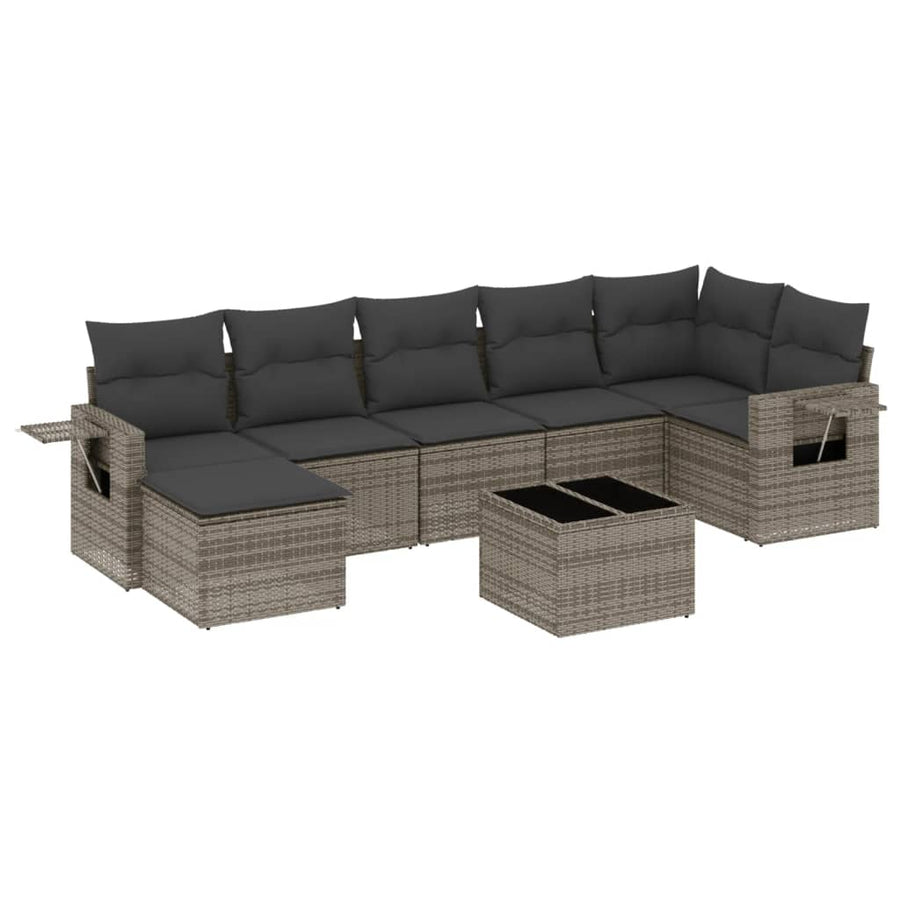 8-Delige Loungeset Met Kussens Poly Rattan Grijs