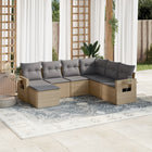 7-Delige Loungeset Met Kussens Poly Rattan Beige