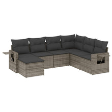 7-Delige Loungeset Met Kussens Poly Rattan Grijs