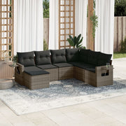 Loungeset 7-delig poly rattan grijs