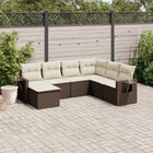 7-delige Loungeset met kussens poly rattan bruin