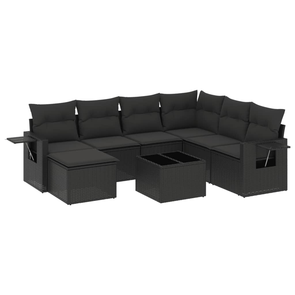 8-Delige Loungeset Met Kussens Poly Rattan Zwart