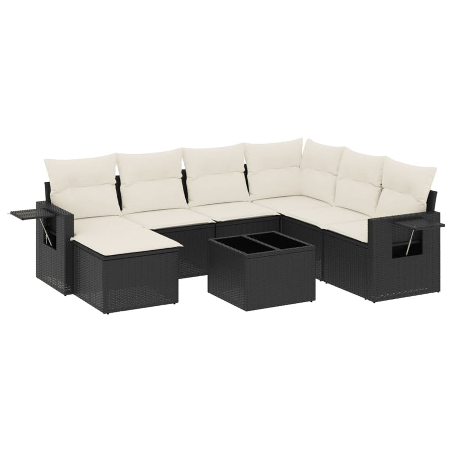 8-Delige Loungeset Met Kussens Poly Rattan Zwart
