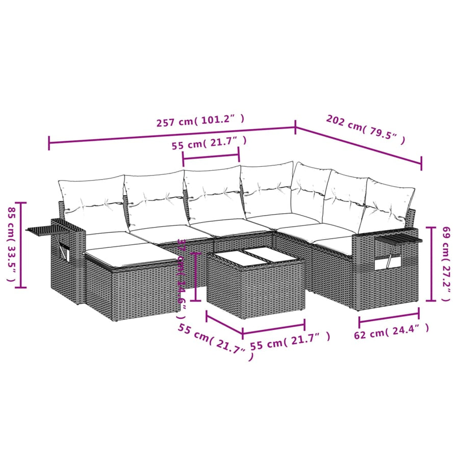8-Delige Loungeset Met Kussens Poly Rattan Zwart