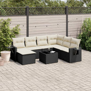 8-piece Lounge Set with Cushions Polyrattan Black