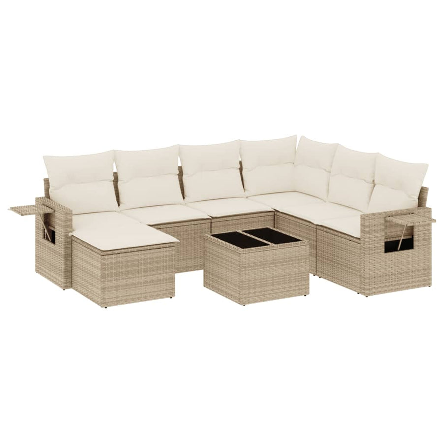 8-Delige Loungeset Met Kussens Poly Rattan Beige