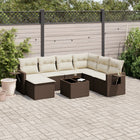 Loungeset poly rattan 8-delig bruin