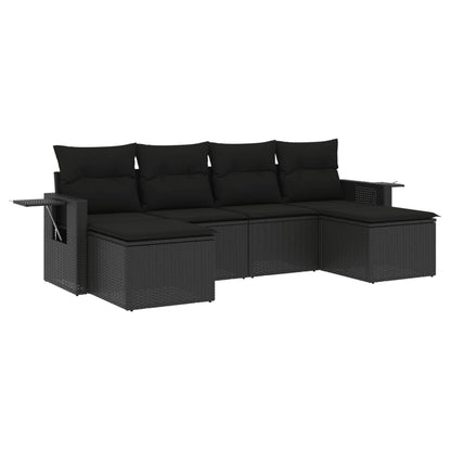 6-Delige Loungeset Met Kussens Poly Rattan Zwart
