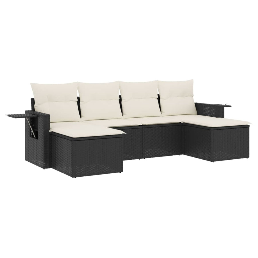 6-Delige Loungeset Met Kussens Poly Rattan Zwart