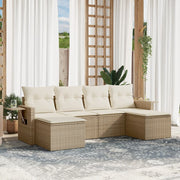 Loungeset poly rattan 6-delig beige