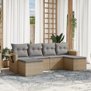 Loungeset 6-delig poly rattan beige