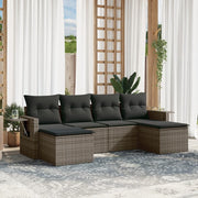 Loungeset 6-delig poly rattan grijs