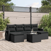 Loungeset 7-delig poly rattan zwart