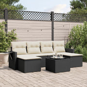 Loungeset 7-delig poly rattan zwart