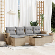 Loungeset 7-delig poly rattan beige