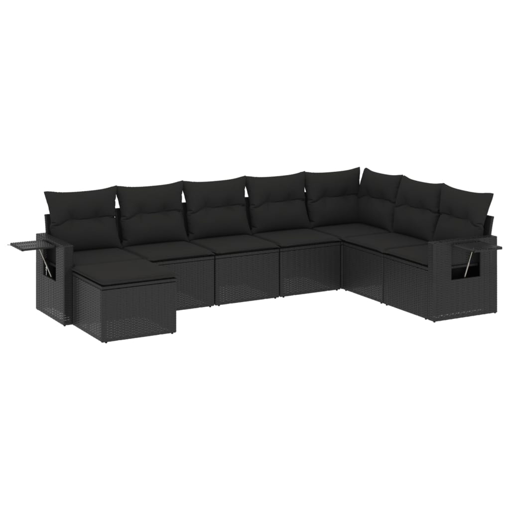 8-Delige Loungeset Met Kussens Poly Rattan Zwart