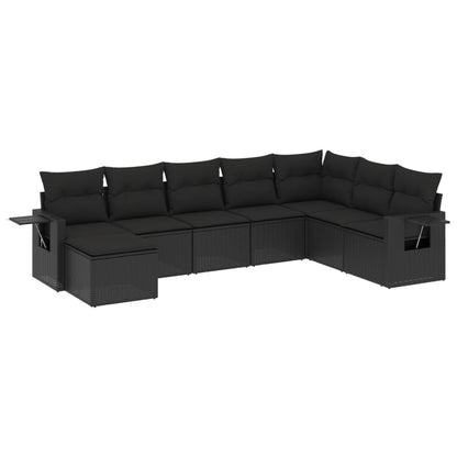 8-Delige Loungeset Met Kussens Poly Rattan Zwart