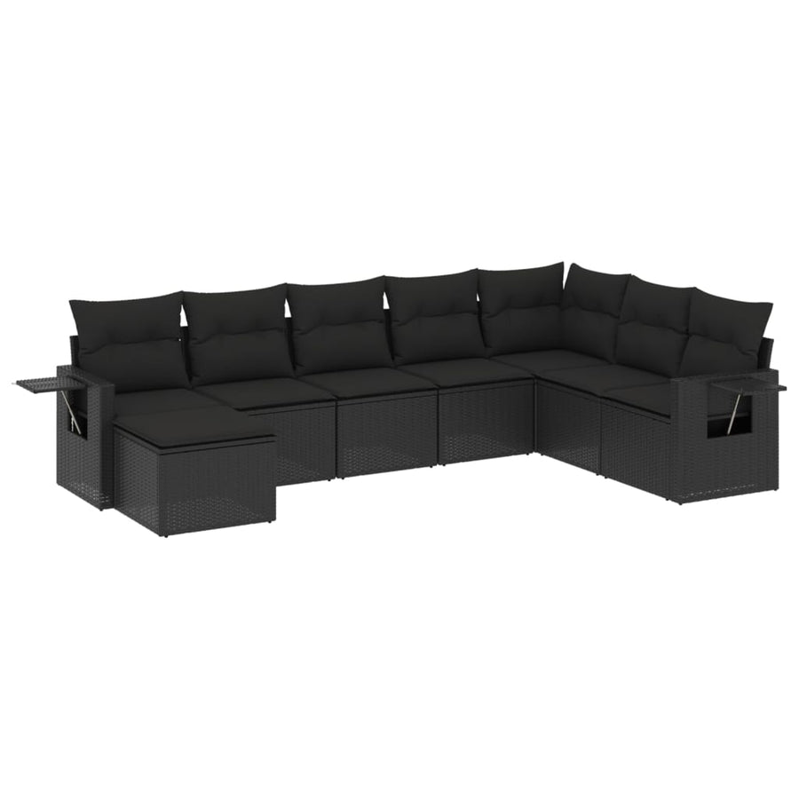 8-Delige Loungeset Met Kussens Poly Rattan Zwart