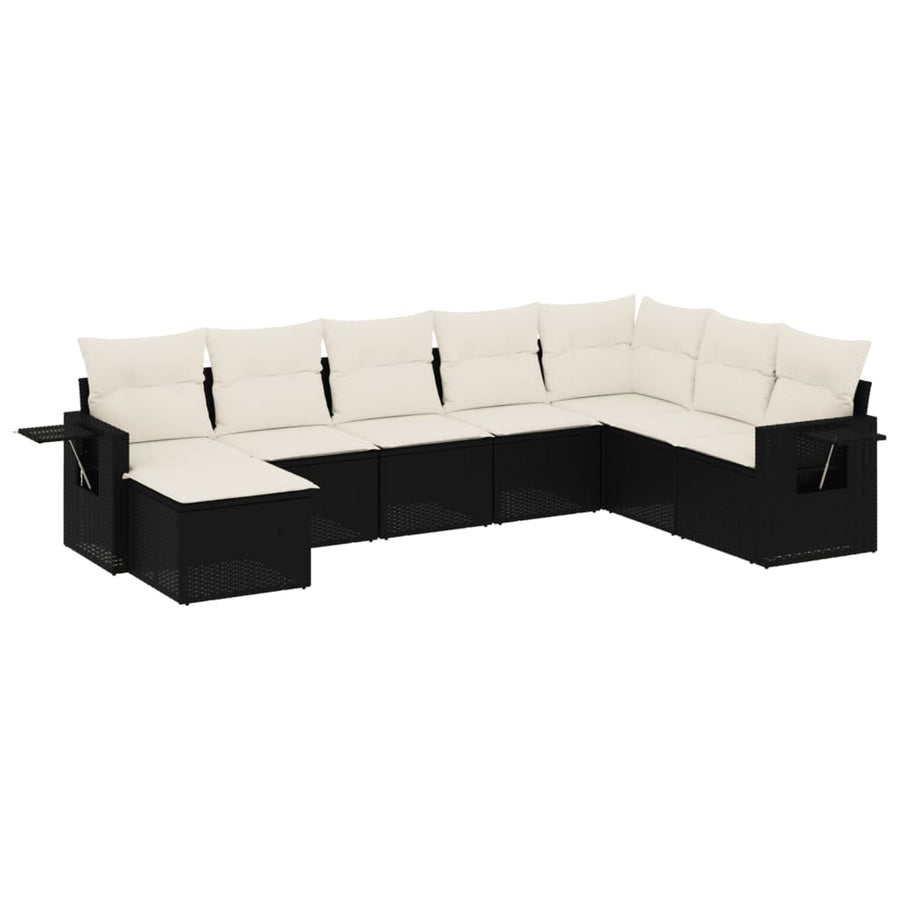 8-Delige Loungeset Met Kussens Poly Rattan Zwart