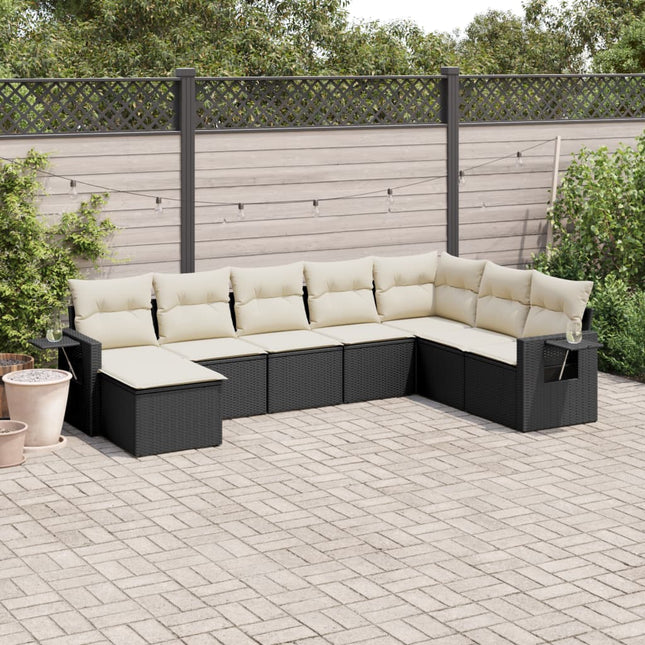 8-Delige Loungeset Met Kussens Poly Rattan Zwart