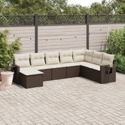 Loungeset poly rattan bruin 8-delig