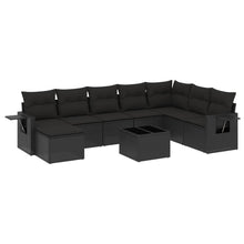 9-Delige Loungeset Met Kussens Poly Rattan Zwart