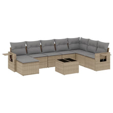 9-Delige Loungeset Met Kussens Poly Rattan Beige