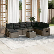 Loungeset 9-delig poly rattan grijs