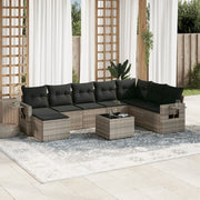 Loungeset 9-delig poly rattan lichtgrijs
