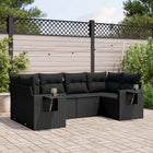 6-piece Lounge Set with cushions poly rattan black