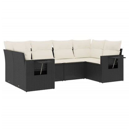 6-Delige Loungeset Met Kussens Poly Rattan Zwart