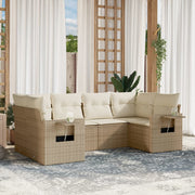 Loungeset 6-delig poly rattan beige