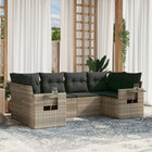 6-piece Lounge Set with cushions poly rattan light grey