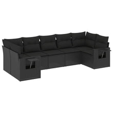 7-Delige Loungeset Met Kussens Poly Rattan Zwart