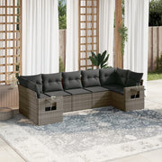 Loungeset 7-delig poly rattan grijs