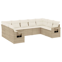 9-Delige Loungeset Met Kussens Poly Rattan Beige